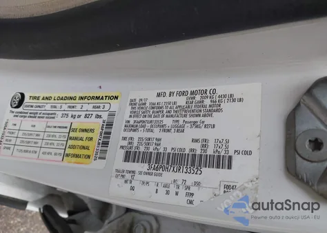 2018 Ford Fusion Se из США, поврежденный, VIN 3FA6P0H7XJR133525